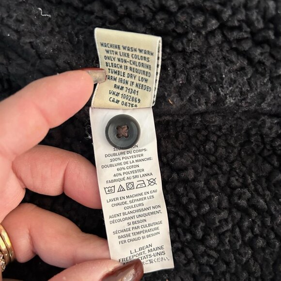 L.L.Bean Jacket Womens Small Purple Black Plaid Sherpa Lined Flannel Relaxed Fit - Picture 11 of 13